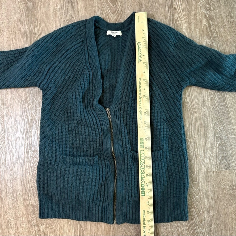 Women’s Madewell Merino Wool Sweater Cardigan Teal Zipper Academia Preppy XS - Picture 4 of 8